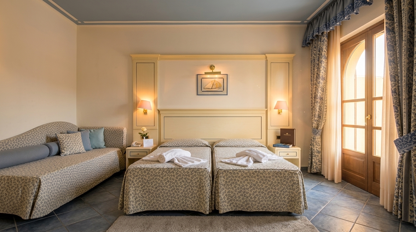 Contemporary double room with natural light.